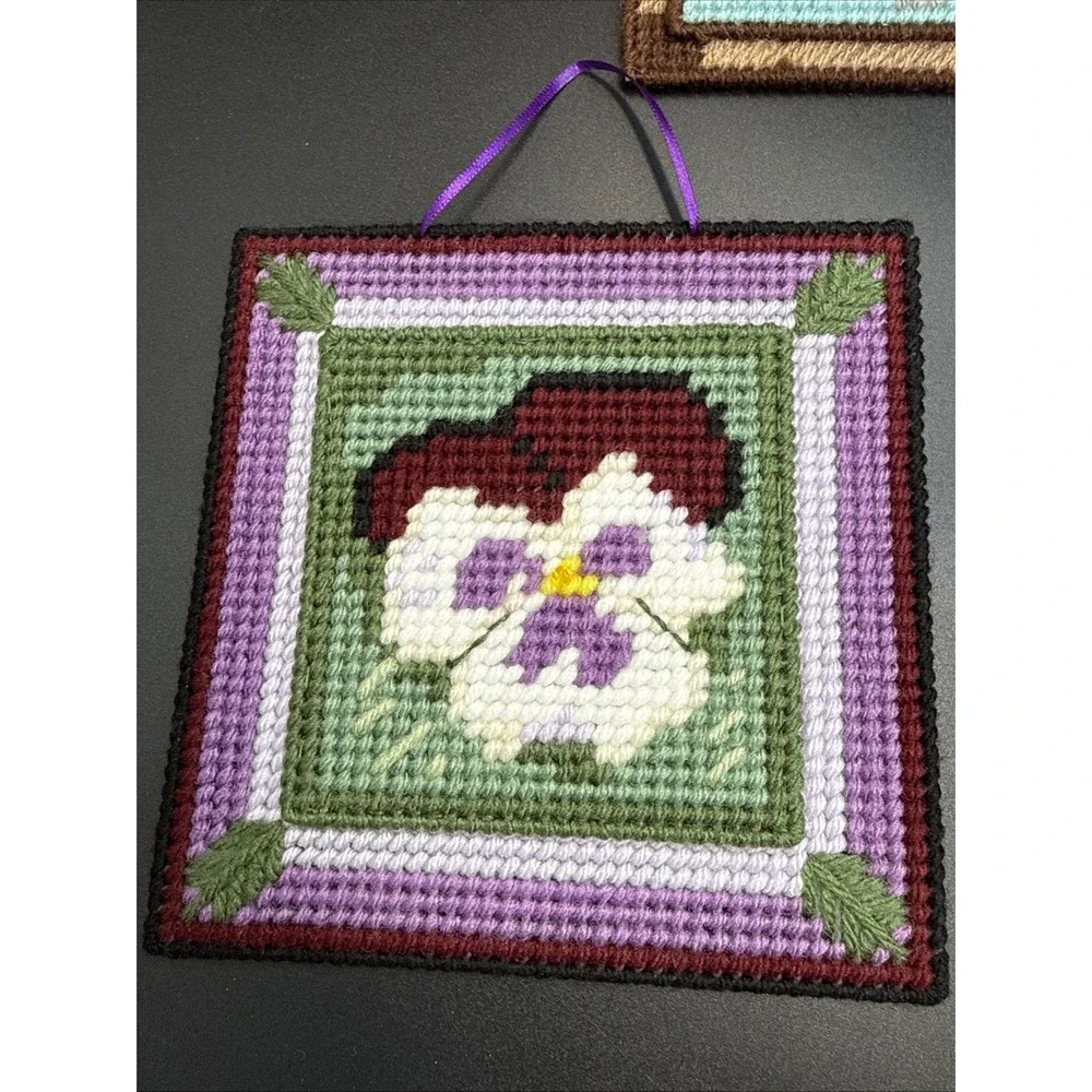 Plastic Canvas Completed Wall Decor Door Hanger Flowers Mushroom ~ 6